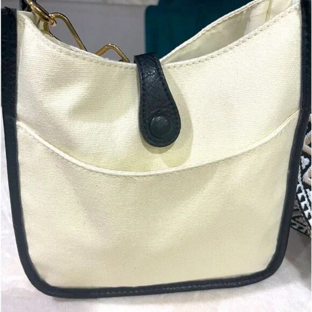 Ah.Dorned Crossbody canvas W/ Leather accents/Gold Hardware 9x8.5x3 NWOT